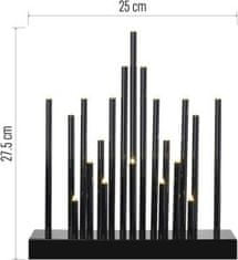 Emos LED svícen černý, 27,5 cm, 3x AA, vnitřní, teplá bílá, časovač