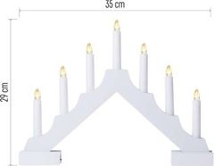 Emos LED svícen dřevěný bílý, 29 cm, 2x AA, vnitřní, teplá bílá, časovač