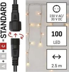 Emos Standard LED spojovací řetěz pulzující – rampouchy, 2,5 m, venkovní, červená/vintage