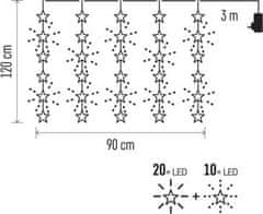 Emos LED vánoční závěs – hvězdy, 120x90 cm, venkovní i vnitřní, teplá bílá, časovač