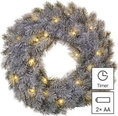 Emos LED dekorace – adventní věnec, 40 cm, 2x AA, vnitřní, teplá bílá, časovač