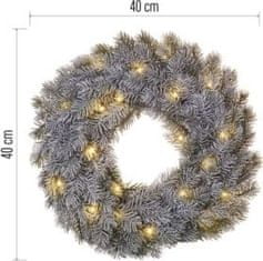 Emos LED dekorace – adventní věnec, 40 cm, 2x AA, vnitřní, teplá bílá, časovač