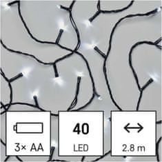 Emos LED vánoční řetěz, 2,8 m, 3x AA, venkovní i vnitřní, studená bílá, časovač