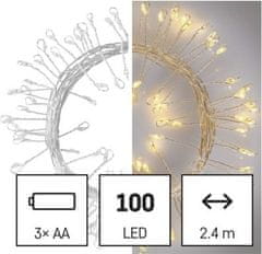 Emos LED vánoční nano řetěz – ježek, 2,4 m, 3x AA, vnitřní, teplá bílá, časovač