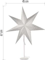 Emos Vánoční hvězda papírová s bílým stojánkem, 45 cm, vnitřní