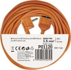 Emos Prodlužovací kabel 20 m / 1 zásuvka / oranžový / PVC / 230 V / 1,5 mm2