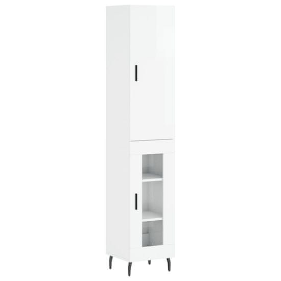 Vidaxl Skříň highboard bílá s vysokým leskem 34,5x34x180 cm kompozit