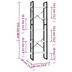 Vidaxl Knihovna s 5 policemi 60 x 30 x 175 cm borové dřevo