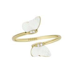 Fossil Slušivý pozlacený otevřený prsten Radiant Wings JF04423710 (Obvod 59 mm)