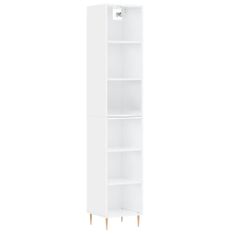 Vidaxl Skříň highboard bílá s vysokým leskem 34,5x32,5x180 cm kompozit