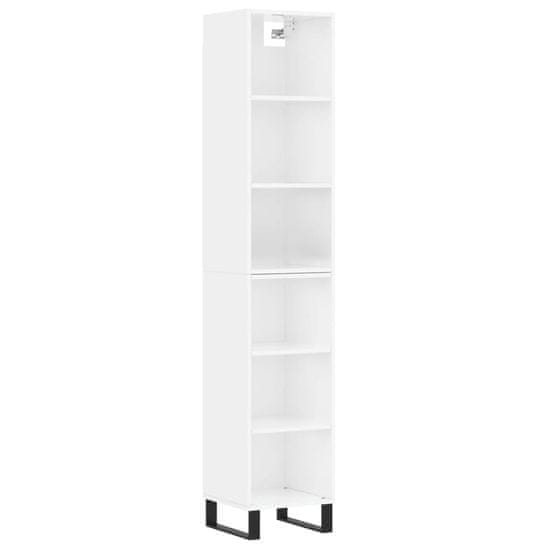 Vidaxl Skříň highboard bílá s vysokým leskem 34,5x32,5x180 cm kompozit