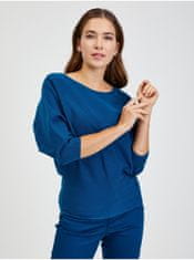 Orsay Modrý dámský žebrovaný svetr s netopýřími rukávy ORSAY L