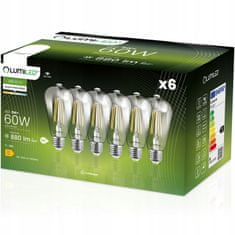 LUMILED  6x LED žárovka E27 ST64 EDISON 8W = 60W 880lm 4000K Neutrálna bílá 360°