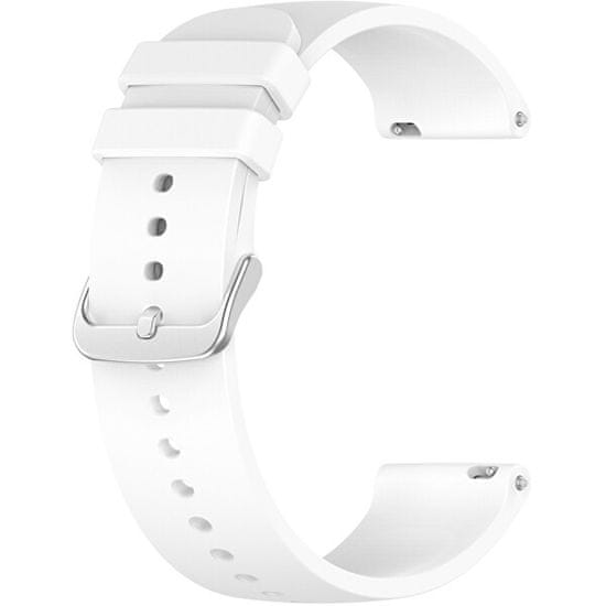 4wrist Univerzální silikonový řemínek se stříbrnou sponou 20 mm - White