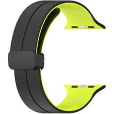 4wrist Silikonový řemínek s magnetickou sponou pro Apple Watch 38/40/41 mm - Black/Green