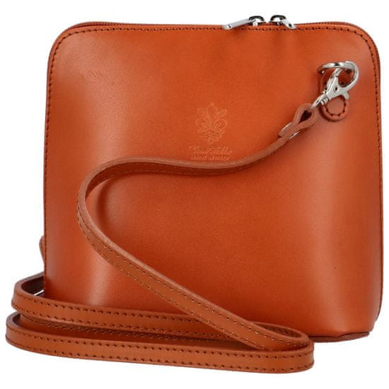 Delami Vera Pelle Stylová dámská pevná kožená crossbody Rowan, koňaková