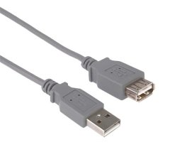 USB 2.0 kabel prodlužovací, A-A, 0,5m, šedá