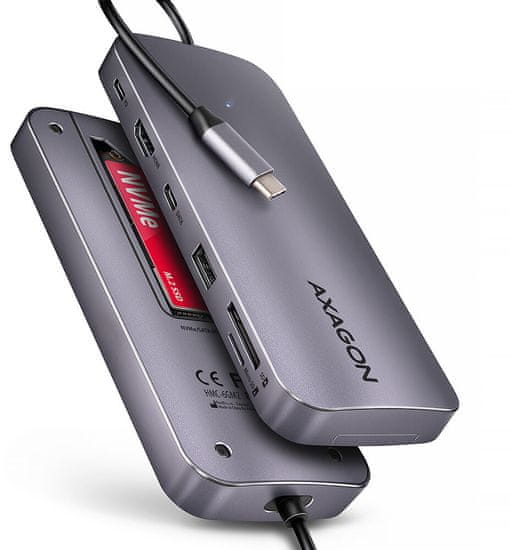 AXAGON dokovací stanice HMC-6GM2, USB-A, USB-C, HDMI, M.2 slot,, SD/microSD,PD 100W,