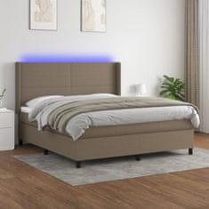 Greatstore Box spring postel s matrací a LED taupe 180x200 cm textil