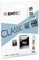 Emtec Paměťová karta "Classic", microSD, 8GB, 20/12 MB/s, adaptér, ECMSDM8GHC10CG