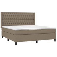 Greatstore Box spring postel s matrací a LED taupe 180x200 cm textil