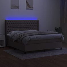 Greatstore Box spring postel s matrací a LED taupe 180x200 cm textil