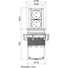 Bachmann Zásuvkový element Elevator 2x zásuvka, nerez efekt