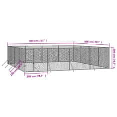 Vidaxl Venkovní psí kotec stříbrný 8 x 8 x 2 m pozinkovaná ocel