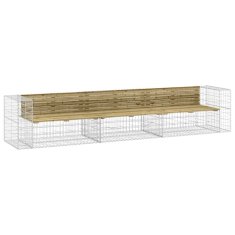 Vidaxl Zahradní lavice gabionový design 347x71x65,5 cm borové dřevo