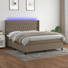 Greatstore Box spring postel s matrací a LED taupe 180x200 cm textil