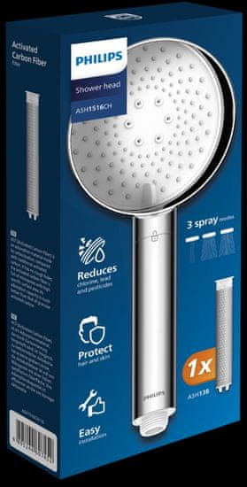 Philips filtrační sprchová hlavice AWP1516CH, 3 módy proudu bílá