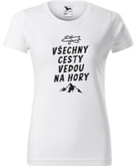 Hobbytriko Dámské tričko na hory - Všechny cesty vedou na hory Barva: Fuchsia red (49), Velikost: M, Střih: dámský