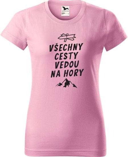 Hobbytriko Dámské tričko na hory - Všechny cesty vedou na hory Barva: Bílá (00), Velikost: S