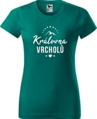 Hobbytriko Dámské tričko na hory - Královna vrcholů Barva: Emerald (19), Velikost: M, Střih: dámský