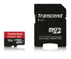 Transcend 16GB microSDHC UHS-I 400x Premium (Class 10) paměťová karta (s adaptérem)