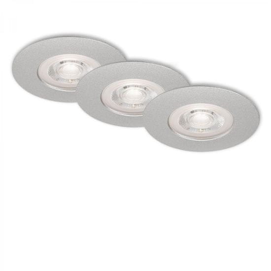 BRILONER BRILONER 3ks sada LED vestavné svítidlo, pr. 9 cm, stmívatelné 5 W, matný chrom IP44 BRI 7047-034