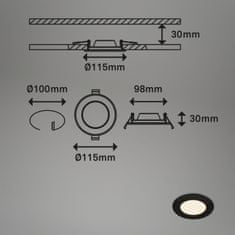 BRILONER BRILONER LED vestavné svítidlo, pr. 11,5 cm, LED modul, 6W, 600 lm, černá IP44 BRI 7053-015