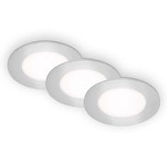 BRILONER BRILONER LED vestavná svítidla 3ks sada, pr.8,6 cm, 3x LED, 3 W, 350 lm, matný chrom BRI 7125-434