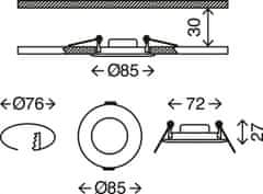 BRILONER BRILONER LED vestavné svítidlo, pr. 8,5 cm, 5 W, matný nikl IP44 BRI 7113-412