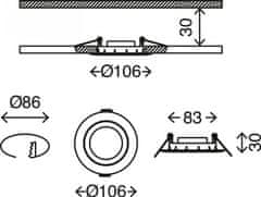 BRILONER BRILONER LED vestavné svítidlo, pr. 10,6 cm, 7 W, matný nikl BRI 7114-412