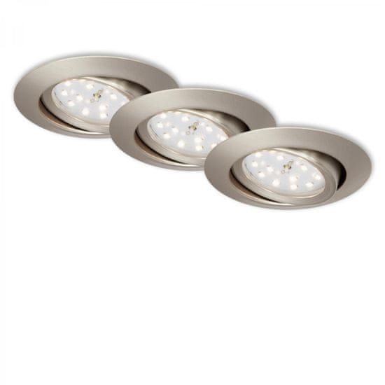 BRILONER BRILONER 3ks sada LED vestavné svítidlo, pr. 8,2 cm, 3 W, matný nikl BRI 7171-032