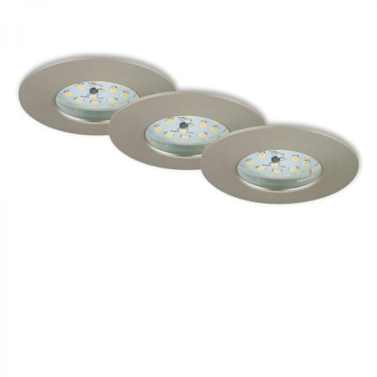 BRILONER BRILONER 3ks sada LED vestavné svítidlo, pr. 7,5 cm, 5,5 W, matný nikl IP44 BRI 7231-032