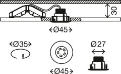 BRILONER BRILONER LED vestavné svítidlo, pr. 4,5 cm, 1,8 W, bílé IP44 BRI 7240-016