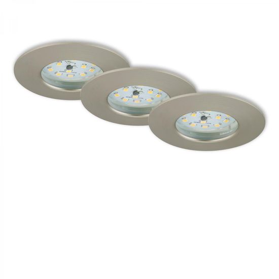 BRILONER BRILONER 3ks sada LED vestavné svítidlo, pr. 7,5 cm, 6,5 W, matný nikl IP44 BRI 7295-032