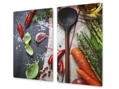 Glasdekor Ochranná deska zelenina, bylinky, vařečka - Ochranná deska: 60x60cm, Lepení na zeď: Bez lepení na zeď