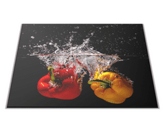 Glasdekor Skleněné prkénko červená a žlutá paprika - Prkénko: 30x20cm