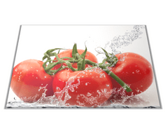 Glasdekor Skleněné prkénko červená rajčata ve vodě - Prkénko: 30x20cm