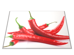 Glasdekor Skleněné prkénko červené papričky chilli - Prkénko: 30x20cm