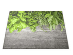 Glasdekor Skleněné prkénko bylinky na šedém dřevě - Prkénko: 40x30cm