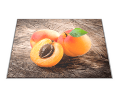 Glasdekor Skleněné prkénko ovoce meruňky na dřevě - Prkénko: 30x20cm
